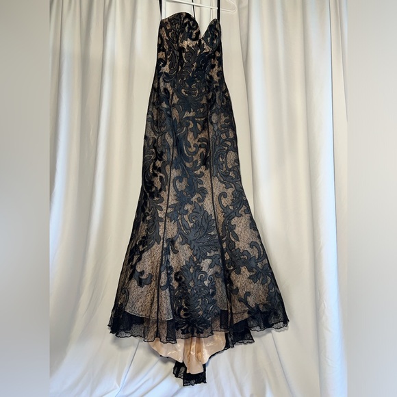 JOVANI Black and Tan Strapless Mermaid Gown | 6 - Picture 15 of 16